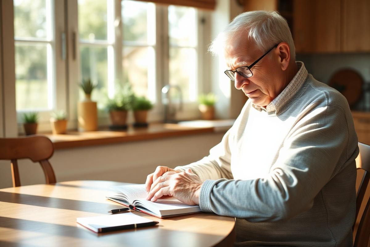 Older adult reading at a sunlit table, illustrating everyday habits that support brain health